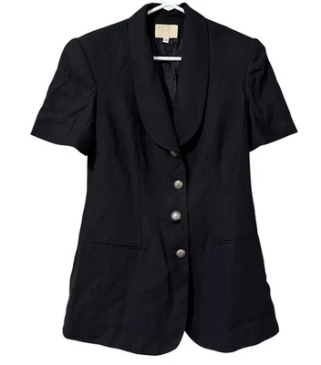 Blazer Alberto Makali Top Manga Corta Botones Talla 12 Hecho en EE. UU. Cuello Carrera Foto 1 de 4