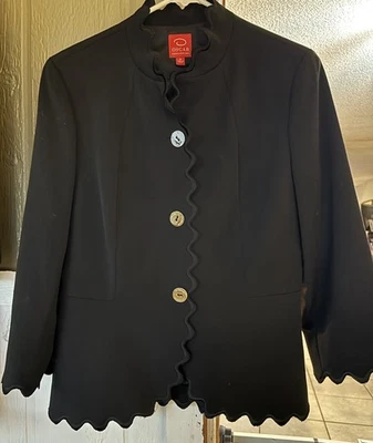 vintage oscar de la renta Jacket Women’s 10 Scalloped Edges Silver Buttons - Image 1 of 4