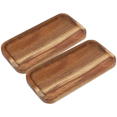  2 Pcs Frühstückstablett Serviertablett Mit Henkel Tabletts Kleines Holztablett - Bild 1 von 4