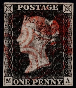 1840 1d Grey-Black Plate 1a MA 4m Neat Red Maltese Cross Fine Used Cat. £500.00 - Picture 1 of 1