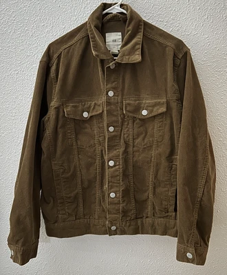Chaqueta H&M Para Hombres Pana Marrón-Botón Abajo-Unisex-Talla Mediana Foto 1 de 4