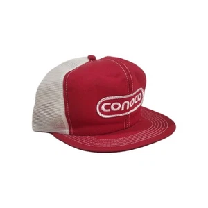 Conoco Snapback Trucker Hat Red With White Lettering Mesh Foam Vintage K Brand - Picture 1 of 10