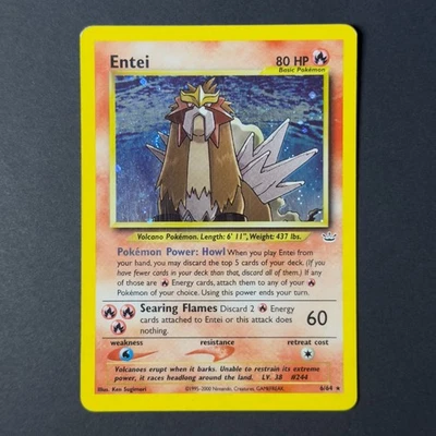 Pokemon TCG Entei 6/64 Rare Holo Unlimited Neo Revelation LP - Image 1 of 4