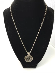 2028 silvertone Rose Flower Pendant Necklace 18” With 2028 Hang Tag - Picture 1 of 4