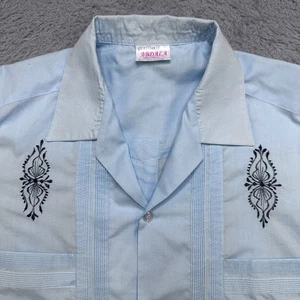 Guayabera Shirt Mens 40 XL Blue Abdala Autenticas de Yucatan Made in Mexico - Picture 1 of 10