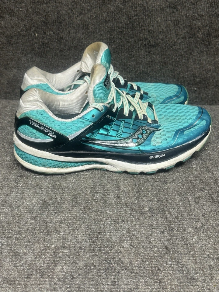 Saucony Triumph ISO 3 Mujer 10 Verde azulado Negro Zapatos para Correr EVERUN Acolchados Gimnasio Foto 1 de 4