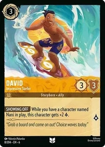 x1 David - Impressive Surfer - 8/204 - Uncommon - Cold Foil Lorcana DLC06 Azurit - Picture 1 of 1
