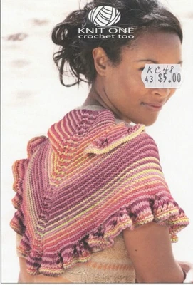 K1C2 Knit One Crochet Too Knitting Pattern 1794 Crayon Shawlette - Pattern Only - Image 1 of 3