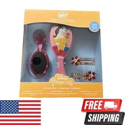 Conjunto de Pincéis Molhados Disney Princess Belle – Original e Mini Desembaraçadores com Grampos de Cabelo - Imagem 1 de 2