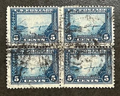 US 1913 RARE 5c Panama Pacific Expo #399 Used Block of 4 CV $70 7P730 - Image 1 of 2