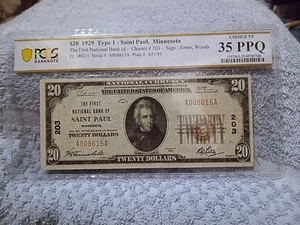 1929 $20.00 (Type I) National BANK of ST.PAUL,MN.(#203)~FRESH(VF+) PCGS-35PPQ.!! - Picture 1 of 2