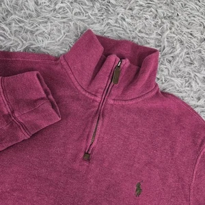 Polo Ralph Lauren Mens Medium Purple Long Sleeve 1/4 Zip Pullover Sweater - Picture 1 of 6