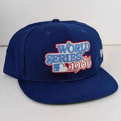 New York Mets 1986 Serie Mundial New Era 59Fifty Sombrero Ajustado 7 7/8 Azul Lana RARO Foto 1 de 4