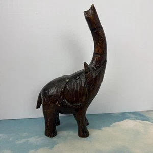 Elefantenrüssel hoch Holz Holz Handarbeit Viel Glück 10,5" hoch Unikat Volkskunst BRN - Bild 1 von 13