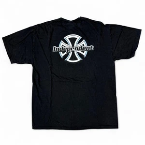 Vintage Independent Black T-Shirt Men’s Size Large Skater Grunge Cross 90s Y2K - Picture 1 of 3