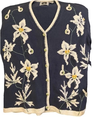 Cárdigan Suéter Floral Botón Storybook Tejidos Talla 1X Celestial Bloomers Foto 1 de 4