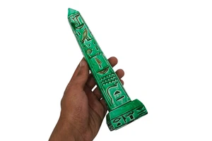 Vintage Green Egyptian Obelisk with Hieroglyphics Rare Pharaonic Decorative Art - Picture 1 of 8