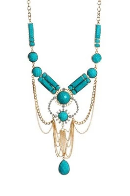 NUEVO CON ETIQUETAS AMRITA SINGH Turquesa Bohemia 18K GP Cristales Austriacos Collar de Hilo Foto 1 de 4