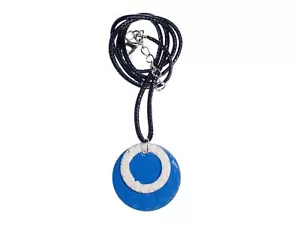 Medaglione Smaltato Catena Miniblings Collana 45cm Blu Cerchio Pezzo Unico - Foto 1 di 4
