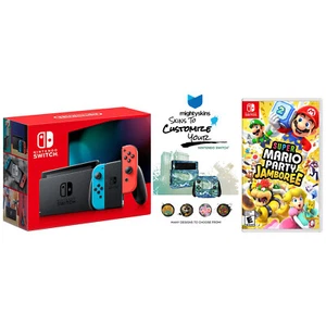 Consola Nintendo Switch Neon con Super Mario Party Jambore y código MightySkins - Imagen 1 de 4