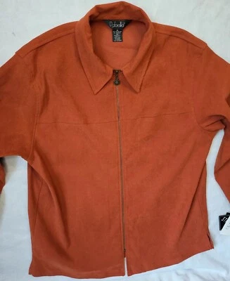 Rafaella Womens Size 14 Orange Zipup Collared Sueded Jacket - Image 1 of 4