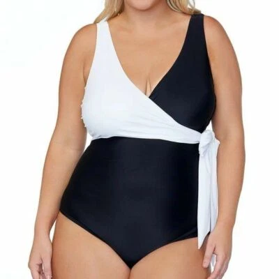 NWT Raisins Curve Black & White Color Block Wrap One Piece SIZE 22W PLUS SIZE Foto 1 de 4