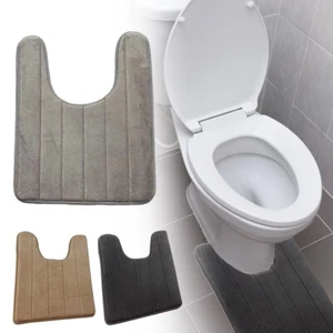 U Shaped Anti Slip Memory Foam Toilet Floor Mat Washable Bath Pedestal Pad - Picture 1 of 11