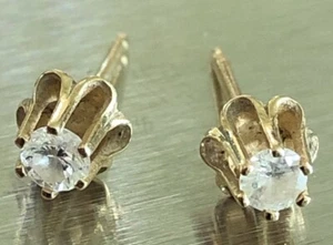 14K Yellow Gold 2.5mm Genuine Diamond Stud/Post Earrings, Fine Jewelry - Picture 1 of 6