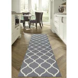 New Graphite Gray Indoor Runner Rug Non-Slip Stain Fade Resistant Latex Backing - Picture 1 of 5