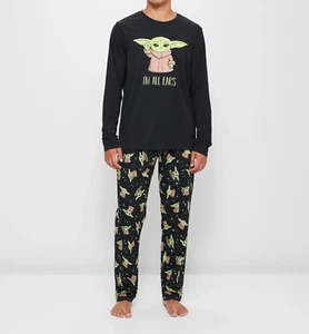MENS size L Star wars GROGU midseason pyjamas ALL EARS COTTON Black NEW 4192 - Picture 1 of 5