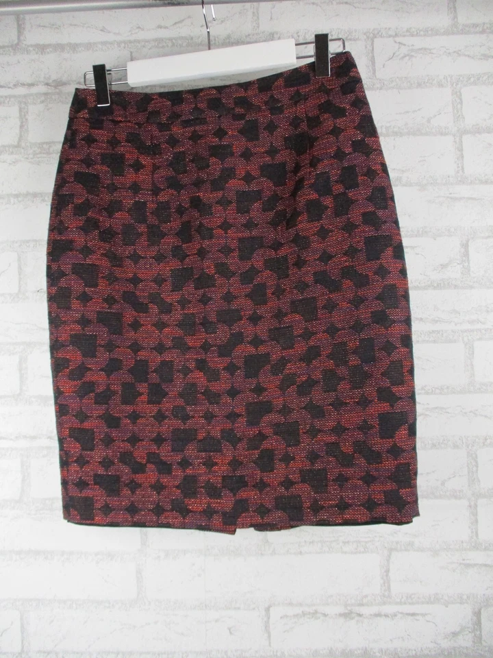 Marcs womens pencil skirt red black blue print 8 metallic - Image 1 of 4