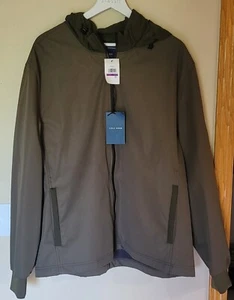 NWT Cole Haan Men's Olive Fleece Lined Soft Shell Full Zip Hooded Jacket 2XL - Picture 1 of 4