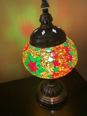 Турецкая настольная лампа ручной работы, мозаика, средиземноморская, настольная тумбочка - Изображение 1 из 4
