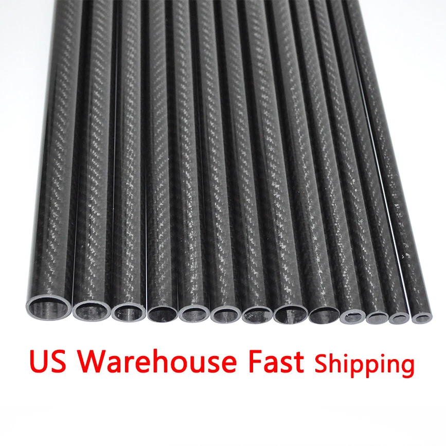 3K Carbon Fiber Tube OD10mm 11 12mm 13 14mm 15 16 17mm 18 19 20 x 500mm Rolled - Image 1 of 4