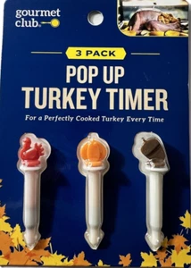 Gourmet Club 3-Pack Pop Up Turkey Timer Pumpkin Acorn Turkey Thanksgiving Decor - Picture 1 of 3