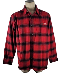 NWT - Stormy Kromer Mens THE FLANNEL SHIRT Red Black Plaid Button Up Sz XL - Picture 1 of 5