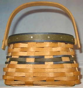 LONGABERGER BASKET 2003 Collectors Club Renewal Edition Bl Gr Stoff & LINER - Bild 1 von 9