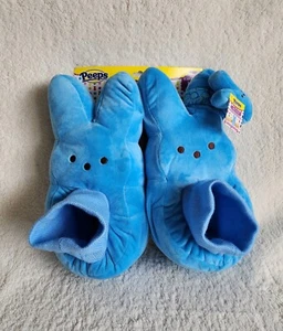 NWT Kids Easter Peeps Plush Bunny Blue Slippers with wrist hugger, size M 13 / 1 - Picture 1 of 3