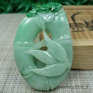 Certified Green 100% natural A jadeite jade Pendant~Bamboo 富贵竹 - Picture 1 of 10