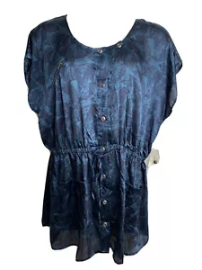 Forever 21 Faith 21 Women's Plus Size 3X Floral Leaves Elastic Waist Blouse NWT - Picture 1 of 12