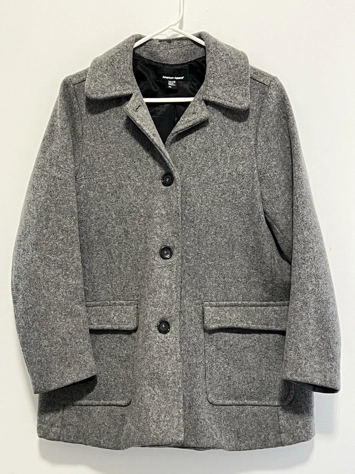 Abrigo de Lana American Apparel Para Mujer - Extra Pequeño - Gris Botón Forrado Frontal Informal Foto 1 de 4