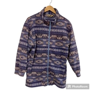 Vintage Haband Zip Up Fleece Jacket Aztec Print Size M 90s Western Southwestern - Picture 1 of 11