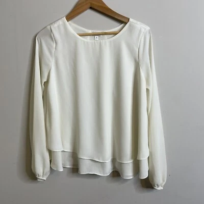 Charming Charlie’s Womens Blouse Small Ivory Layered Long Sleeve Pullover Career - Image 1 of 4
