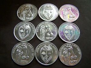 Group of 9 SHERIFF JACK STEVENS-McGRUFF Plain Aluminum Mardi Gras Doubloons - Picture 1 of 3