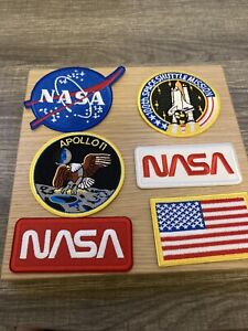 NASA Space Shuttle Embroidered Set of 6 IRON On Sew On Patch  Fun For Gift 