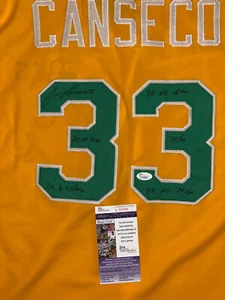 Jose Canseco Autographed Jersey Certified Yellow - Picture 1 of 4