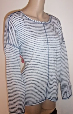 Top Glory Desteñido Rayas Azul/Blanco Cuello Barco Manga 3/4 Talla XL 16-18 Foto 1 de 4