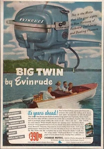 1953 Evinrude Big Twin Outboard Motor Original Print Ad - Picture 1 of 1