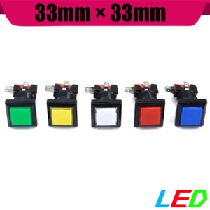 33mm Square Arcade Button LED Game Push illuminated Microswitch Pop Machine New - Picture 1 of 45
