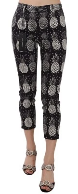Pantalones DOLCE & GABBANA Negro Estampado Piña Ajustados Capri IT42 / US8 / M PRECIO DE VENTA SUGERIDO POR EL FABRICANTE $560 Foto 1 de 4